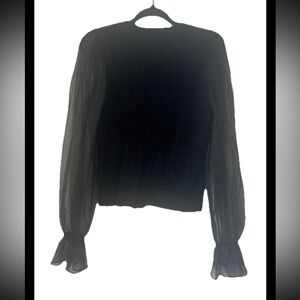 Maeve‎ by Anthropologie Black Flared Sleeve Blouse Size Large (0519)